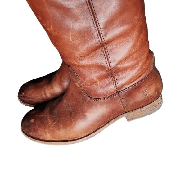 Frye Melissa Button 2 Equestrian-Inspired Tall Boots SZ 8 B Cognac Made in Mexic - Picture 5 of 16